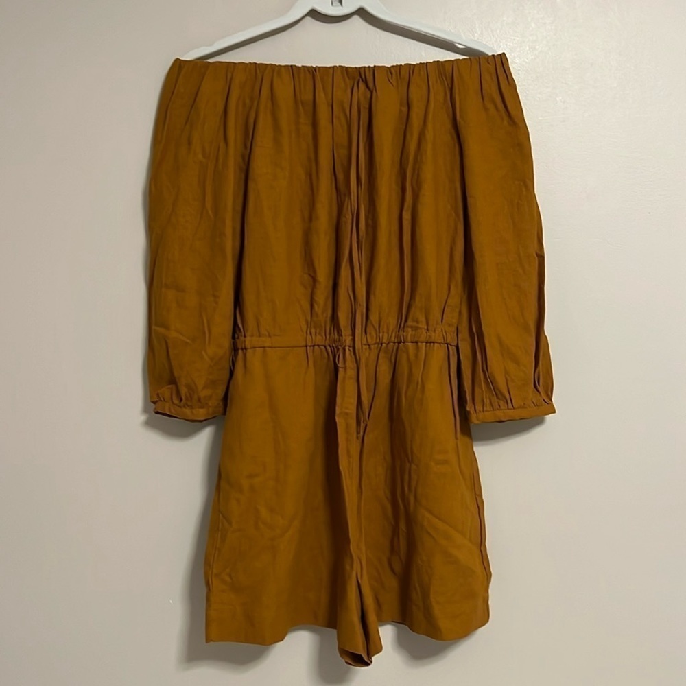 GB Gianni Bini off the shoulder romper‎ terracotta linen blend size medium